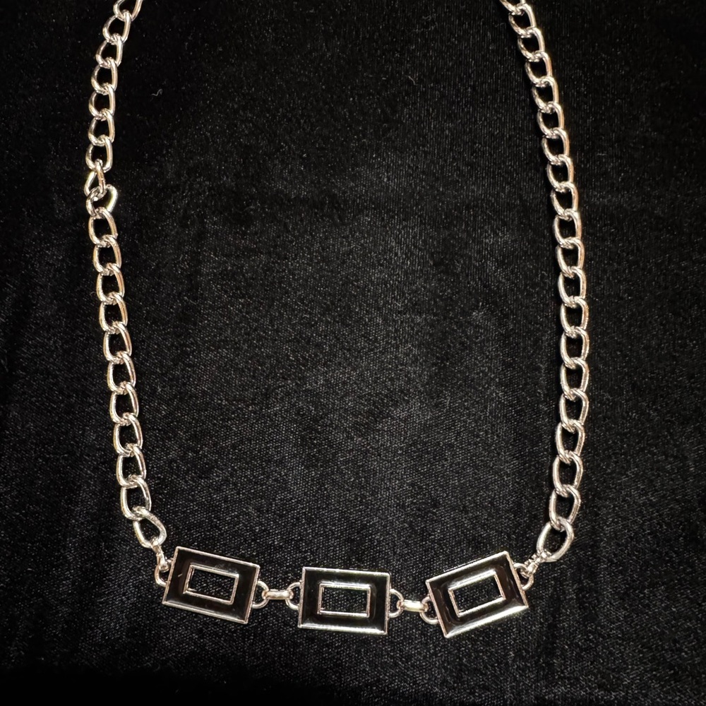 Black Enamel Rectangle Link Necklace
Vintage